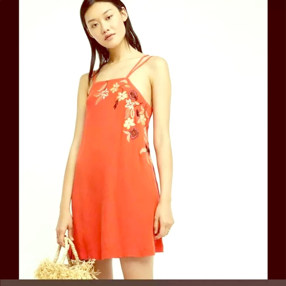 Free People Embroidered Dress w Pockets Large EUC